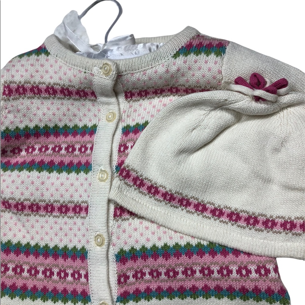 New Heirlooms Knitted Floral Dot Outfit size 3-6 months - Picture 2 of 7
